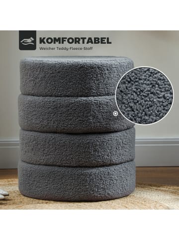 HOMCOM Fußhocker-Ø40 x 45H cm-Dunkelgrau