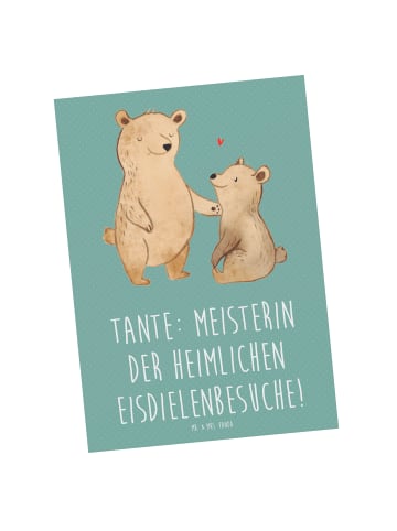 Mr. & Mrs. Panda Postkarte Tante Eisdielenmeisterin mit Spruch in Meeresbrise