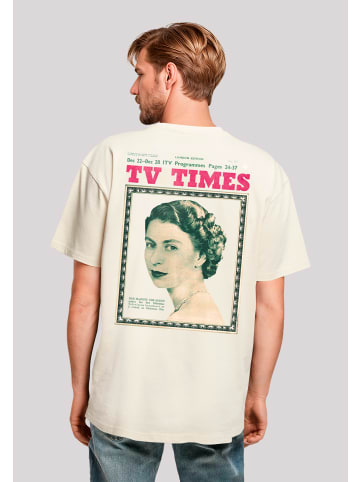 F4NT4STIC Oversize T-Shirt TV Times Queen Elizabeth II 1957 Cover in sand