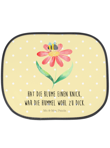 Mr. & Mrs. Panda Auto Sonnenblende Hummel Blume mit Spruch in Gelb Pastell