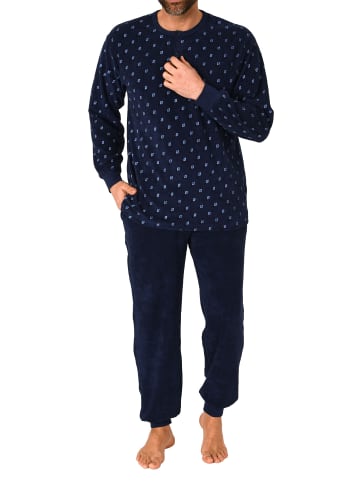 NORMANN Frottee Schlafanzug Pyjama lang Bündchen - 75345 in marine