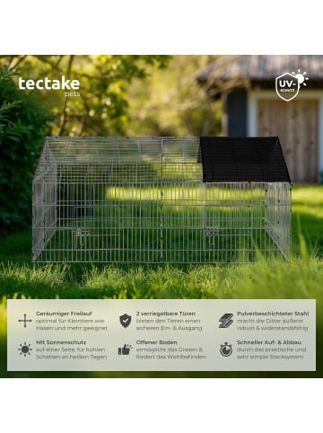 tectake Freilaufgehege für Kaninchen  180 x 75 x 75 cm, schwarz