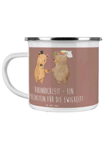 Mr. & Mrs. Panda Becher 40. Hochzeitstag Rubinhochzeit mit Spruch in Braun Pastell