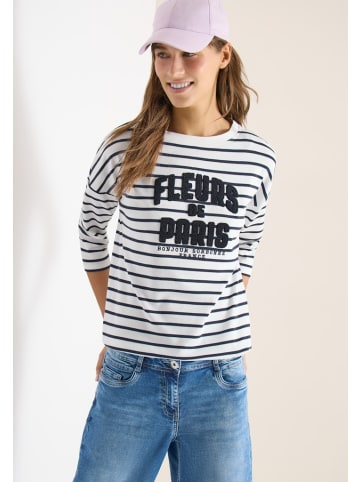 Cecil 3/4-Arm Shirt mit Wording Artwork in Blau