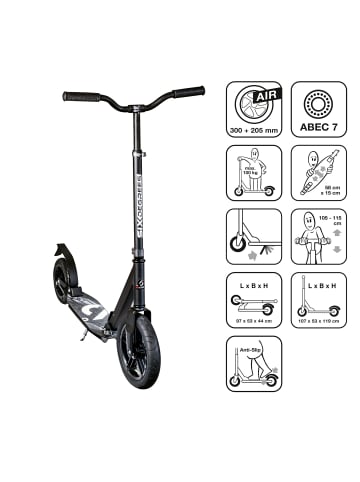 SIX DEGREES Aluminium Scooter All Terrain 300/205 mm in schwarz