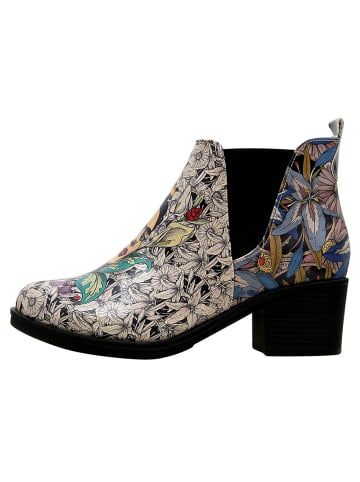 Dogo Eve Boots Frida-Kahlo-with-Blue-Flowers in Beige
