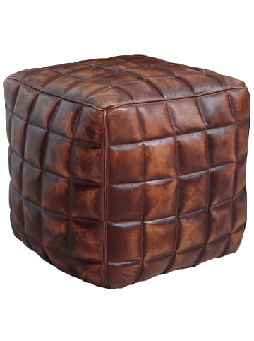 KADIMA DESIGN Sitzwürfel | Echtleder, 39x41x39cm, Braun