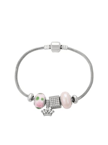faina Women Snake Chain Bracelet With Charms in Silver Rose