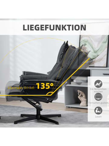 HOMCOM Relaxsessel mit Hocker-75L x 84B x 101H cm-Schwarz