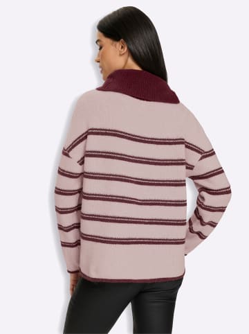 Heine Rollkragen-Pullover in rosé-bordeaux-geringelt