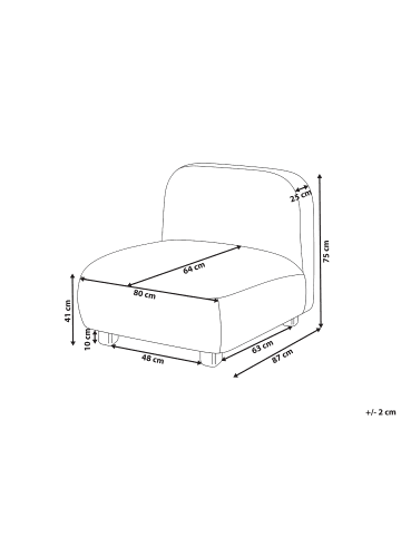 Beliani Sofaelement AMLI in Beige/Braun - (W) 80 x (H) 75 x (L) 87 cm