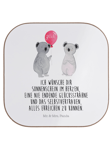 Mr. & Mrs. Panda Bierdeckel Koala Luftballon mit Spruch in Weiß