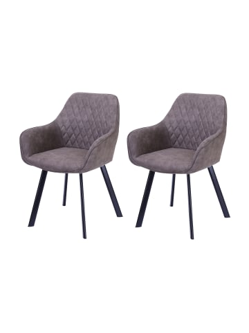 SalesFever Esszimmerstuhl 2er-Set mit Steppung Mircofaser und Metallgestell in Taupe