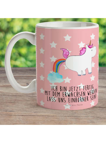 Mr. & Mrs. Panda Trinklernbecher Einhorn Pupsen mit Spruch in Rot Pastell