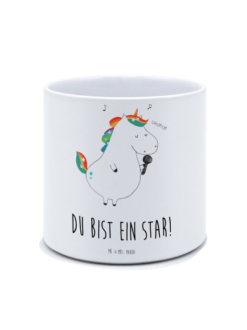 Mr. & Mrs. Panda Pflanzenkübel groß Einhorn Sänger mit Spruch in Weiß
