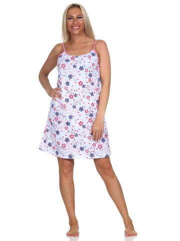 NORMANN Ärmelloses Spaghetti Träger Nachthemd floralem print - 85806 in weiss