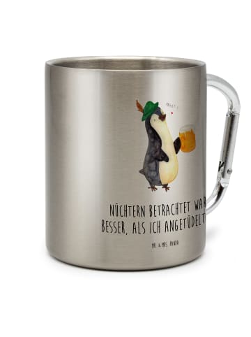 Mr. & Mrs. Panda Tasse Pinguin Bier mit Spruch in Silber
