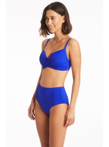 Sea Level Gathered Side High Waist Pant in COBALT