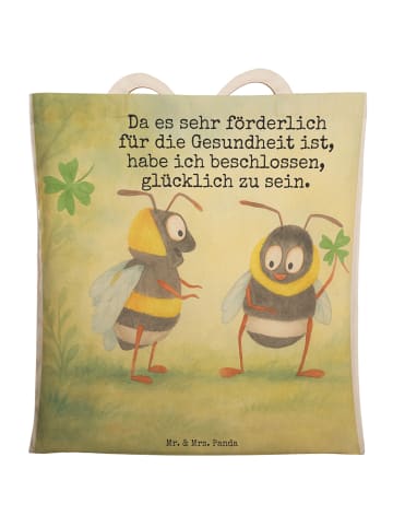 Mr. & Mrs. Panda Einkaufstasche Hummeln Kleeblatt Design mit Spruch in Weiß