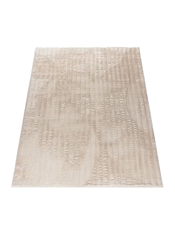 KADIMA DESIGN Hochflor Teppich waschbar Unifarben Struktur Schlafzimmer in Creme