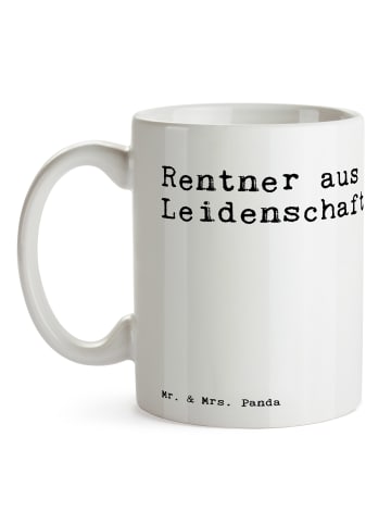 Mr. & Mrs. Panda Kaffeetasse Rentner aus Leidenschaft!  mit Spruch in Weiß