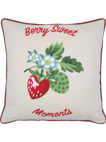 Greengate Kissen BERRY SWEET MOMENTS Sand mit ERDBEEREN Gestickt 40x40