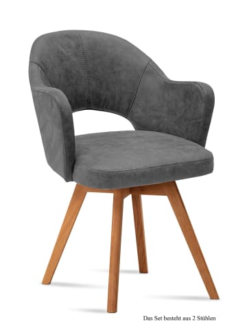 58 aufm Kessel ARMLEHNSTUHL (2er-Set) Dolly 59x87x61 Eiche geölt/Grau