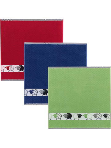 Kracht Frottier, Baumwolle Frottier-Geschirrtuch 3er-Pack Schäfchen in Schafe