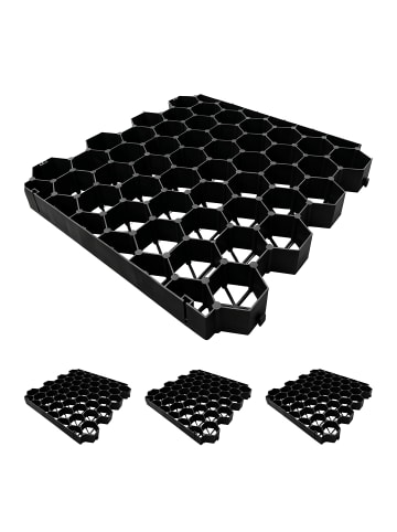 relaxdays 4 x Rasengitter in Schwarz - (B)50 x (H)4 x (T)50 cm