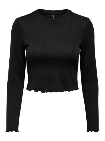 ONLY Cropped Top Oberteil mit Rüschen Longsleeve Volant Shirt in Schwarz