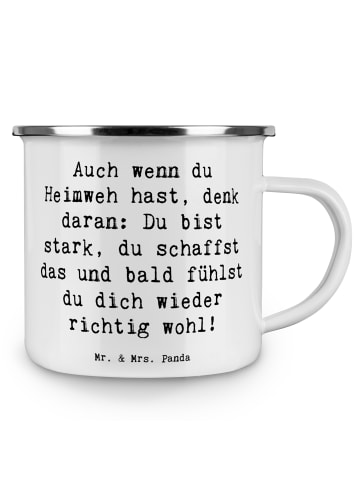 Mr. & Mrs. Panda Emaille Becher Spruch Heimweh überwinden mit Sp... in Weiß