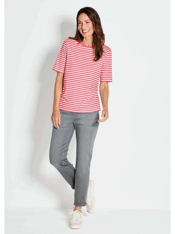 GOLDNER Stilvolles Streifenshirt für Damen in koralle / weiß / geringelt