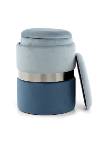 Kayoom Hocker Zora 2erSet in hellblau - silber - blau