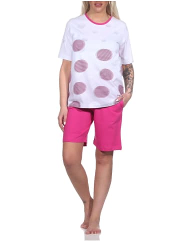 NORMANN kurzarm Schlafanzug Shorty TupfenPunkte - 79009 in pink