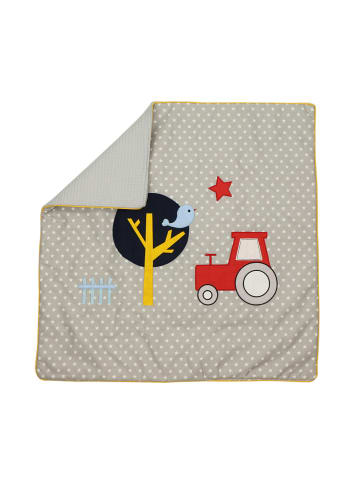 BABY LAL® Decke mit Waffelpiqué "TRAKTOR & Co." in Grau - (L) 70 x (B) 70cm 