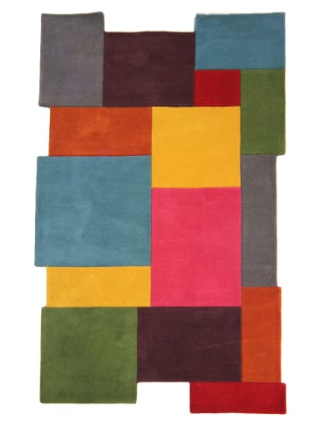 KADIMA DESIGN Wollteppich handgetuftet, geometrisch, rutschfest, Teppich Wolle in Multi