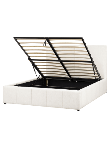 Beliani Doppelbett CASTELNAVET in Weiß/Schwarz - (W) 170 x (H) 120 x (L) 220 cm