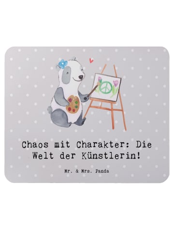 Mr. & Mrs. Panda Maus-Pad Künstlerin Chaos mit Spruch in Grau Pastell
