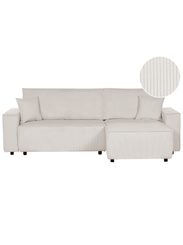 Beliani Ecksofa ABACKA in Weiß/Schwarz - (W) 247 x (H) 90 x (L) 147 cm