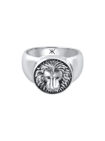 KUZZOI Ring 925 Sterling Silber Löwe, Siegelring in Schwarz
