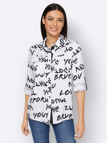 creation L Bluse in weiß-schwarz-bedruckt