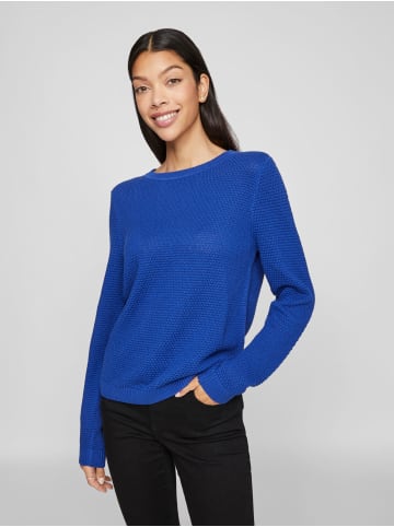 Vila Struktur Strickpullover Kuscheliger Design Sweater VIDALO in Dunkelblau