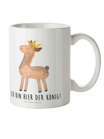 Mr. & Mrs. Panda Kindertasse Lama König mit Spruch in Weiß