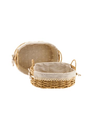 COFI 1453 2-teiliges Brotkorb-Set mit Blumenmuster in Beige