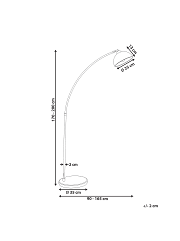 Beliani Stehleuchten CAGAYAN in Weiß - (W) 90 x (H) 170 x (L) 35 cm