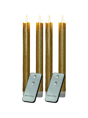 Novaliv Stabkerzen LED mit Timer GOLD 4 Stück GOLD indoor - 6 Stunden - ECHTWA in Gold