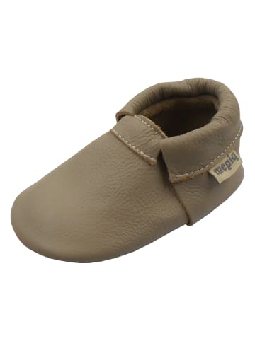 Mepiq Baby Leder-Krabbelschuhe in Hellbraun