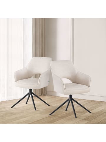 DUBI Möbel 2er-Set: Drehstuhl THOMAS-ANNA in Weiß - (B)57 x (H)86 x  (T)63 cm
