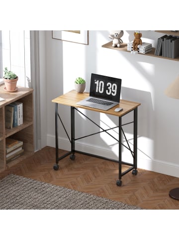 HOMCOM klappbarer Schreibtisch-80L x 40B x 75H cm-Eiche