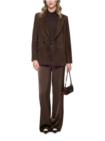 MARC CAIN COLLECTIONS Taillierter Blazer aus Veloursleder in Seal Brown